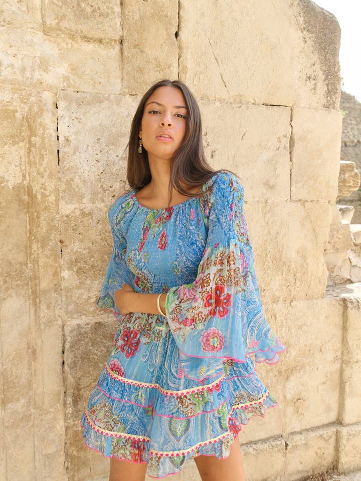 Robe Capri Blue en style smoking pour la vente par Piti Cuiti