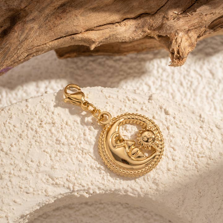 COSMOS - Wholesale Individual Charm/Pendant - Set of 10 Gold Charms Natural Stones Stainless Steel10