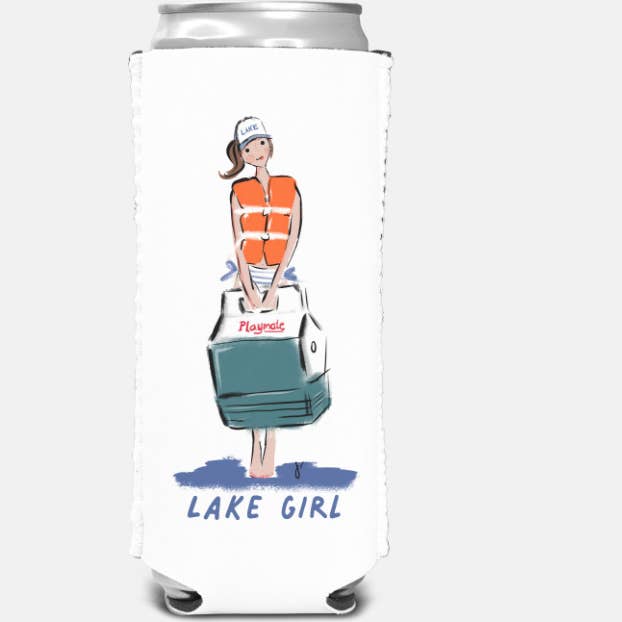 Lake Girl Beer or Seltzer Koozie for wholesale by Jennifer Vallez