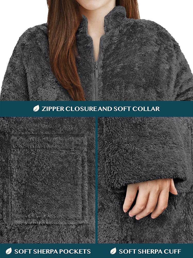 Pavilia - Wholesale Robe - Women's - Women's Sherpa Housecoat Zipper Robe26