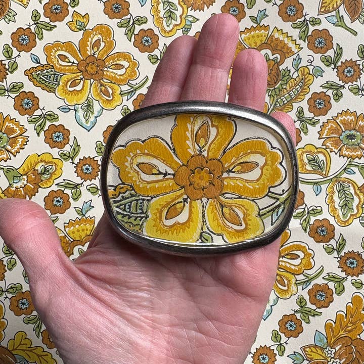 joeyfivecents - Wholesale Belt Buckle - Women's - Belt buckle -vintage earthy flowers neutral 70's botanicals 2