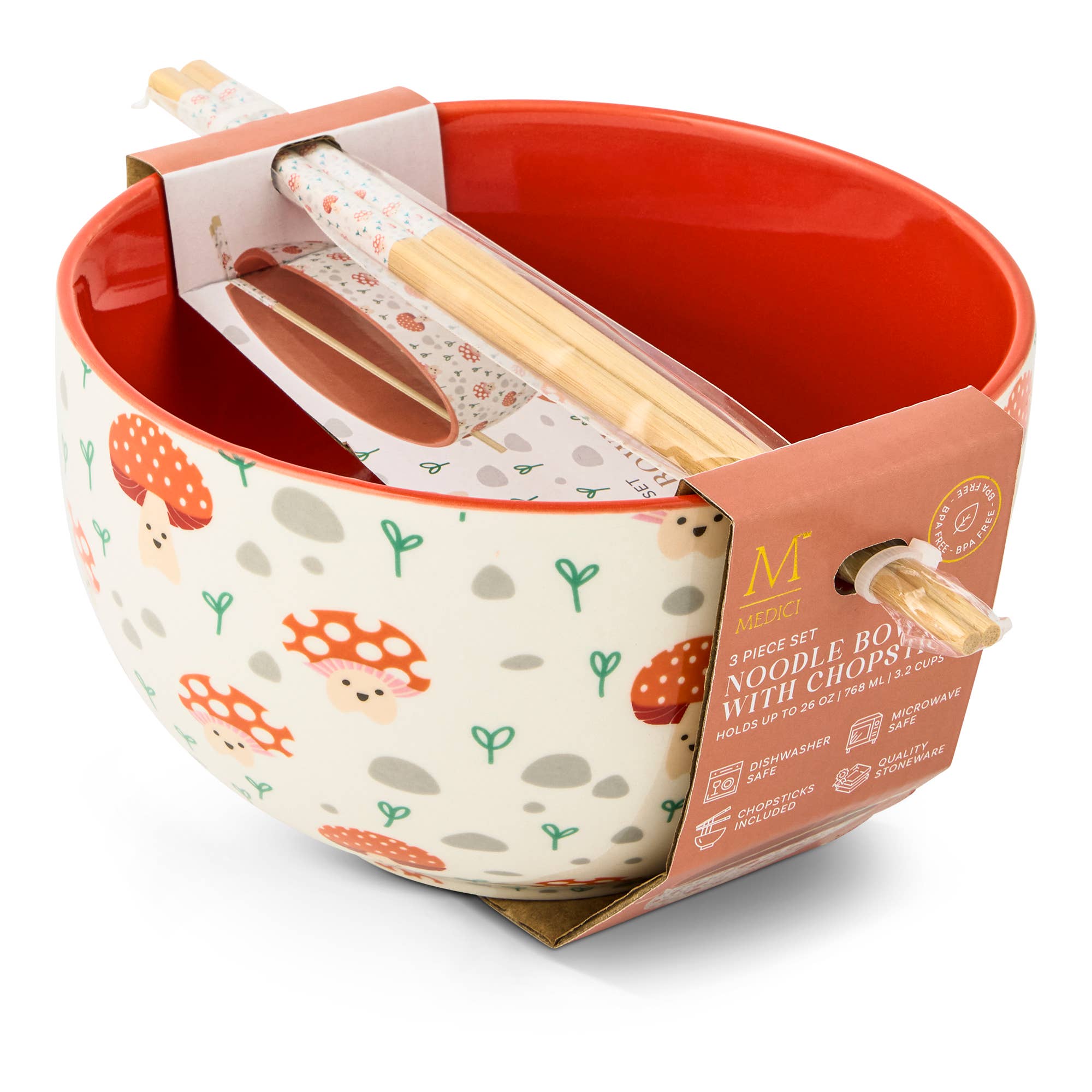 Core Home - Wholesale Bowl - 26oz Ramen Bowls w/ Chopsticks - Character Mushrooms2