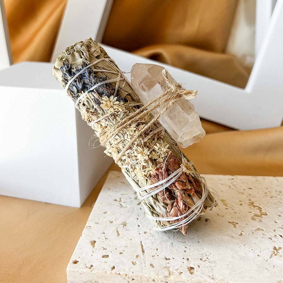 Surya Cristais - Venta al por mayor Salvia - Kit Antorcha de Salvia, Lavanda y Punta de Cuarzo