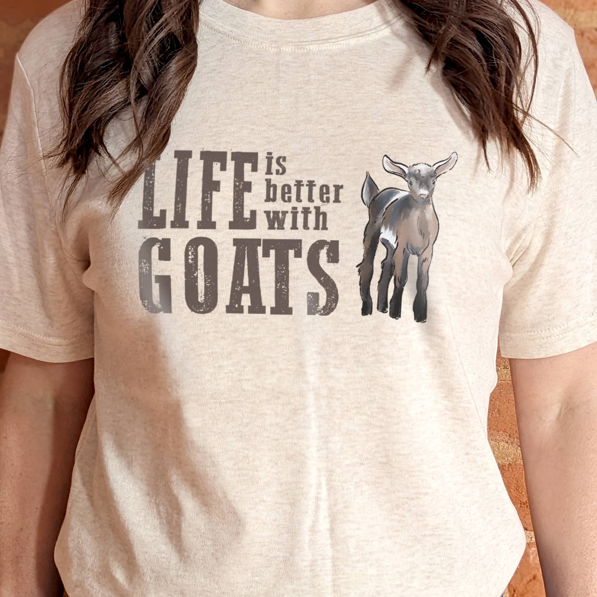 Barefoot Baby - Wholesale Screen Printed T-Shirt - Women's - "Life is better with GOATS" ADULT Western Country Unisex Tee4