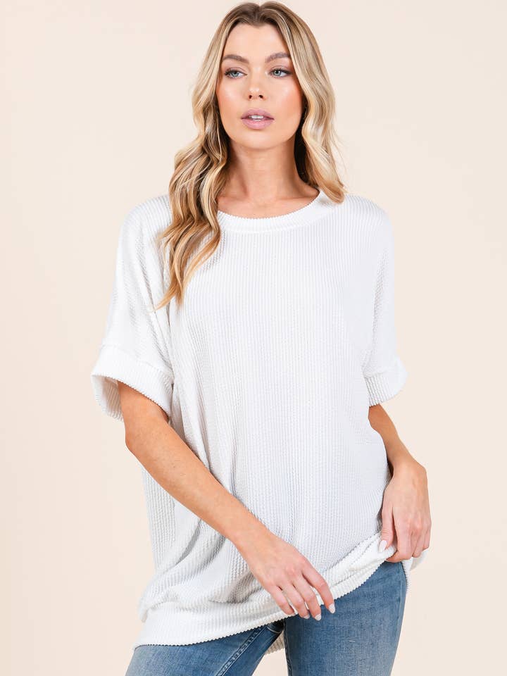 TA2205 RIB KNIT TUNIC TOP for wholesale by BOMBOM