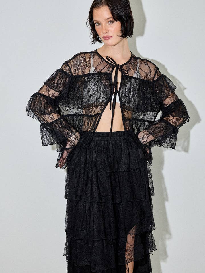 LACE MESH LONG SLEEVE TOP for wholesale by Baevely by Wellmade USA