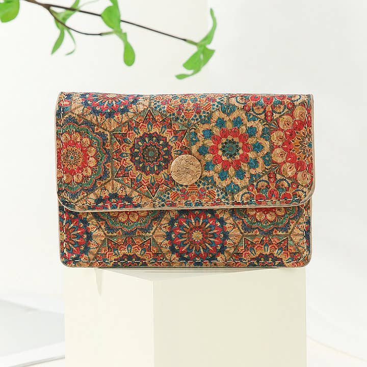 DOUBLJU - Wholesale Card Holder - Women's - VINTAGE CORK ACCORDION CARD HOLDER_CWAB49723