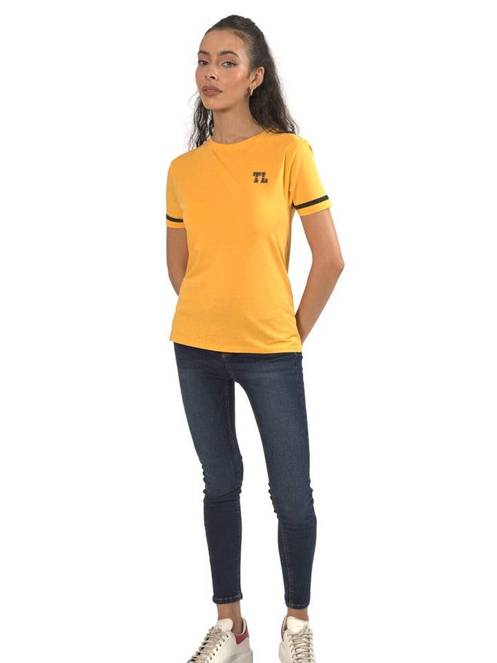 Womens Short Sleeve Slub T-Shirt Casual Wear - Dryed Yellow for wholesale by Bakaruda