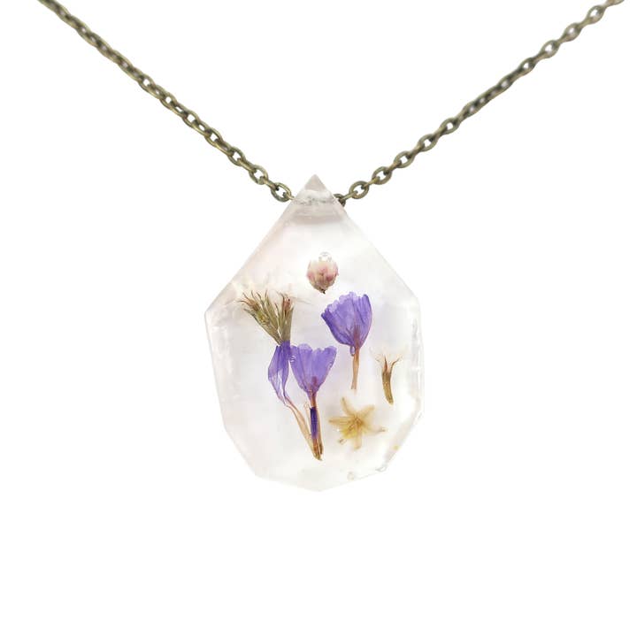 Preserved Flower Resin Necklace for wholesale by Squidlicks