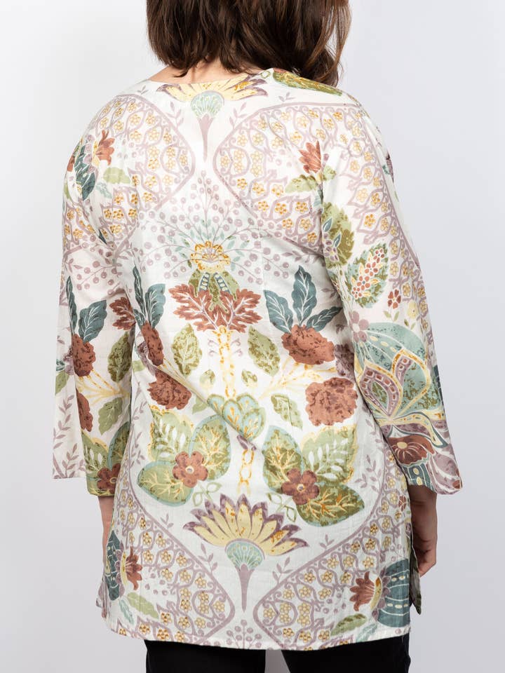 White Multi Divya Cotton Kurta Tunic for wholesale on Faire1