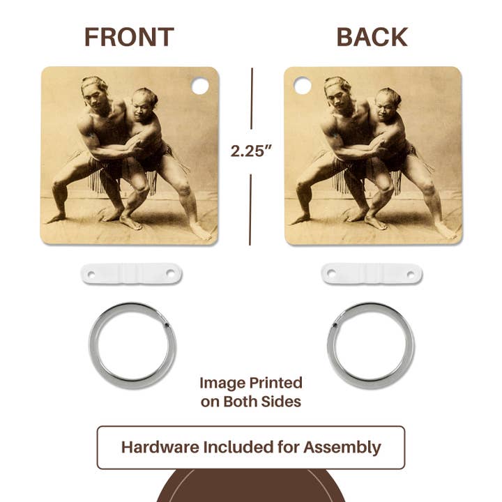 3dRose - Wholesale Keychain - Unisex - 3dRose, Vintage Rare Japanese Sumo Wrestlers in Action Circa 1890s Old Japan, Key Chain4