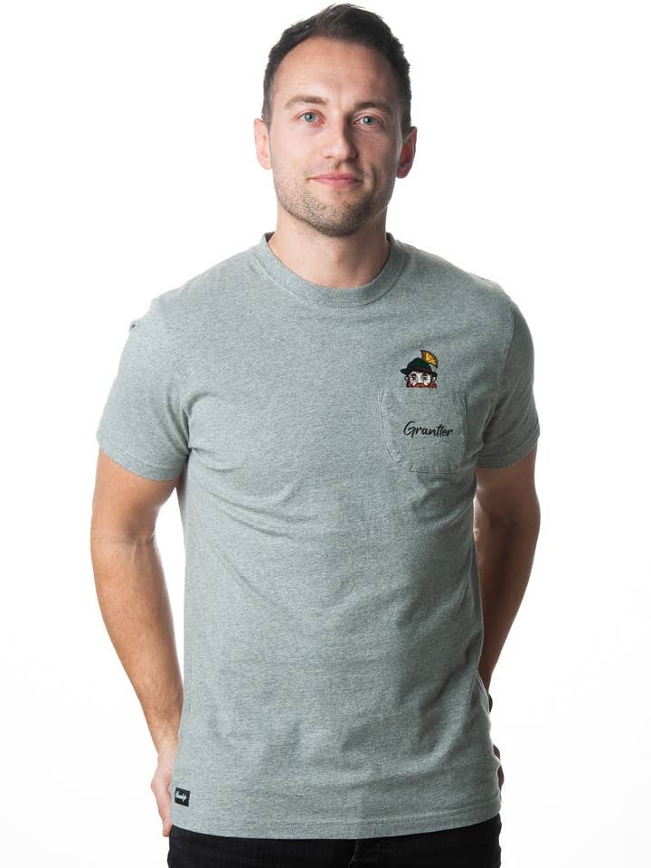 Unisex T-shirt "Grantler pockets" grey organic cotton for wholesale by Buadep