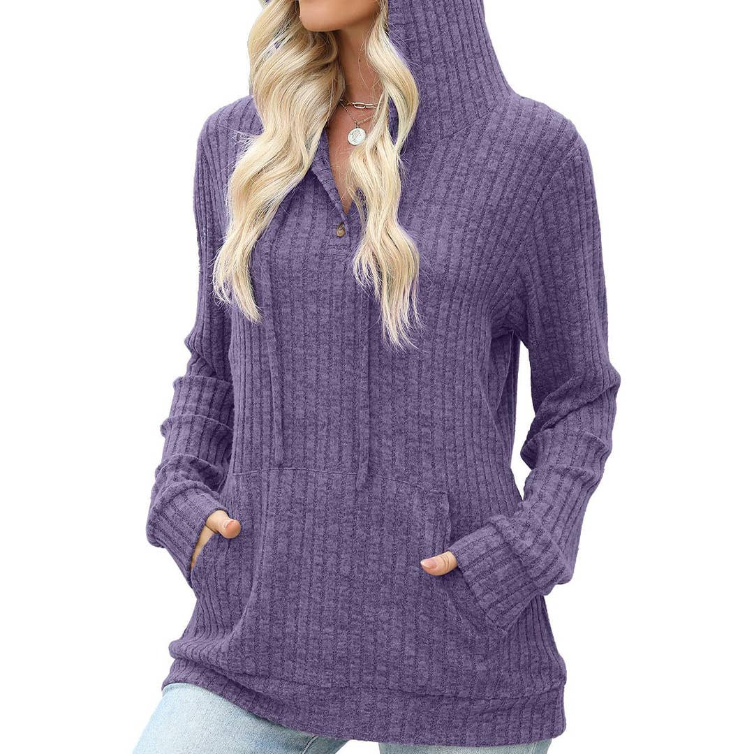UNISHE – Hoodie – Mulher por atacado – Camisola com Capuz de Manga Comprida em Cor Sólida para Outono ZK356119