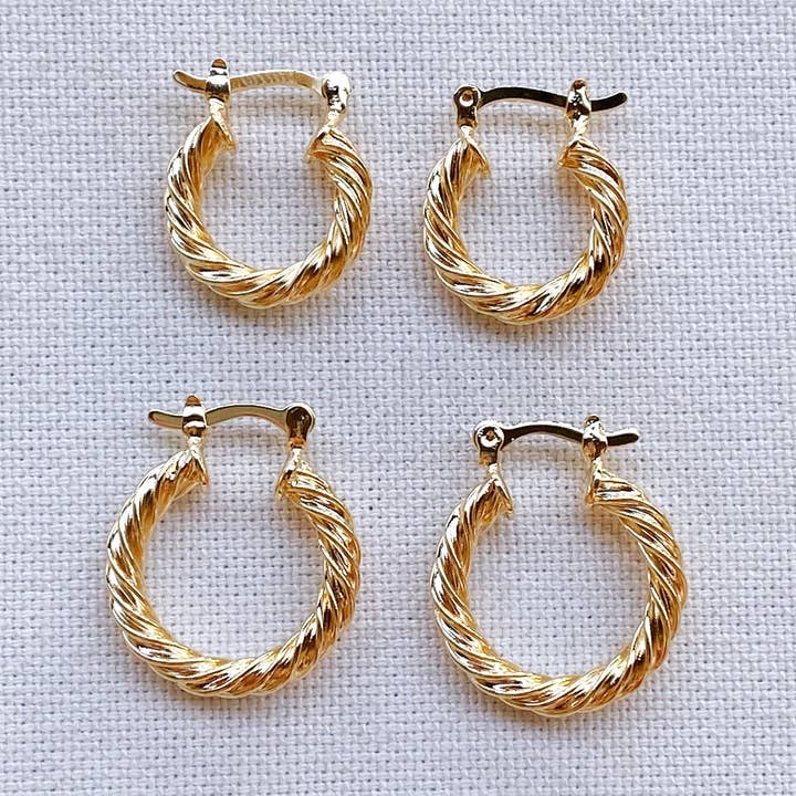 GoldFi - Wholesale Hoop Earrings - 18k Gold Filled 15mm Twisted Hoop Earrings For Wholesale And2