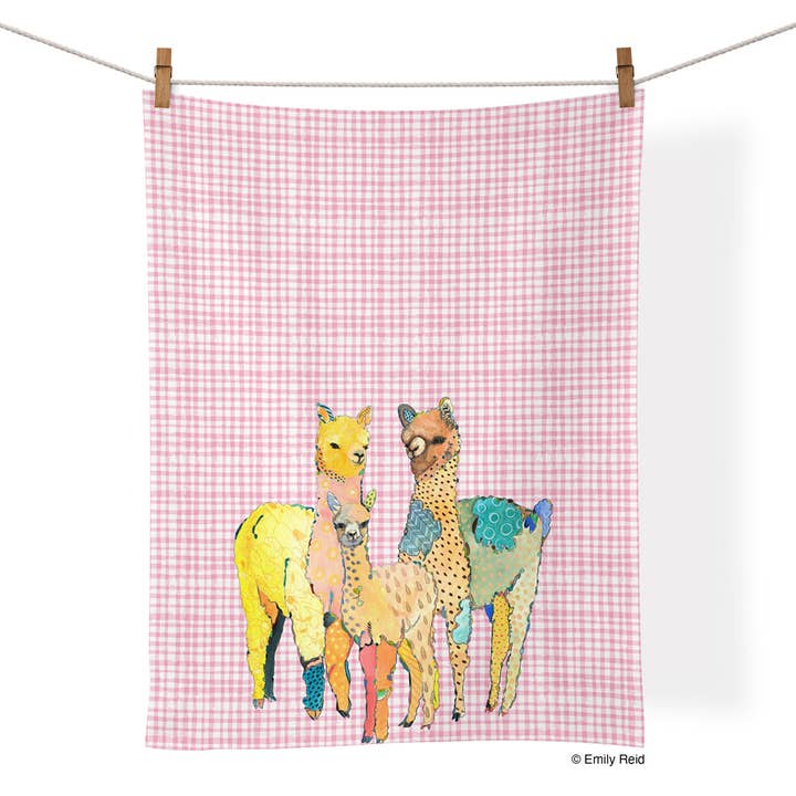 Llama Family Cotton Tea Towel for wholesale by WerkShoppe