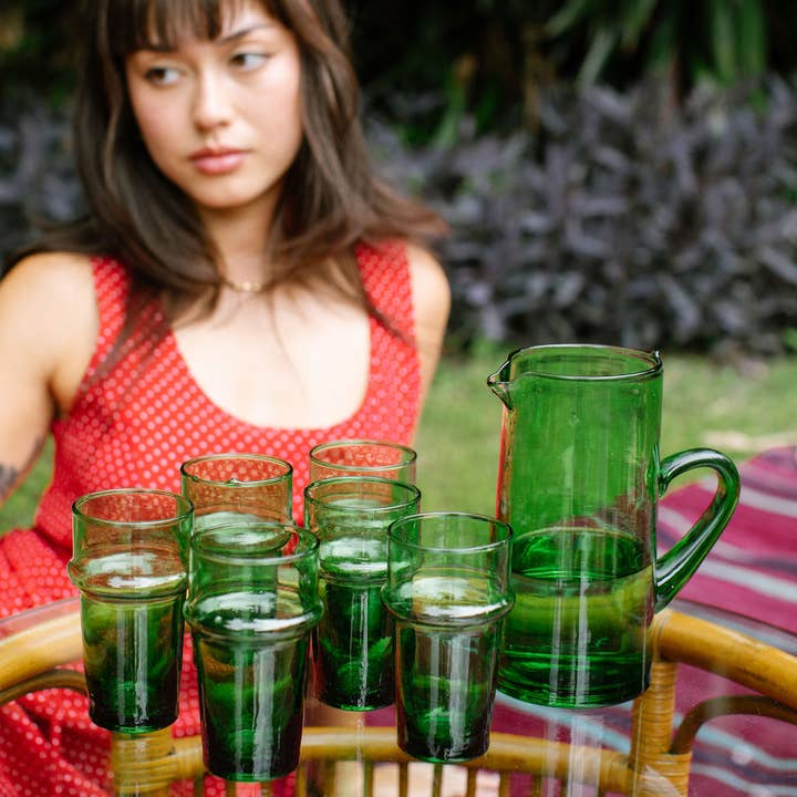 Voyage - Wholesale Drinking glass/cup - $1.80 SALE Moroccan Palm Green Glass (120)5