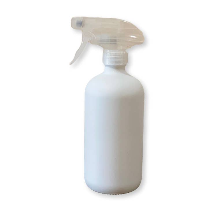 16 oz Matte White Glass Trigger Spray Bottle for wholesale by herba botanicals