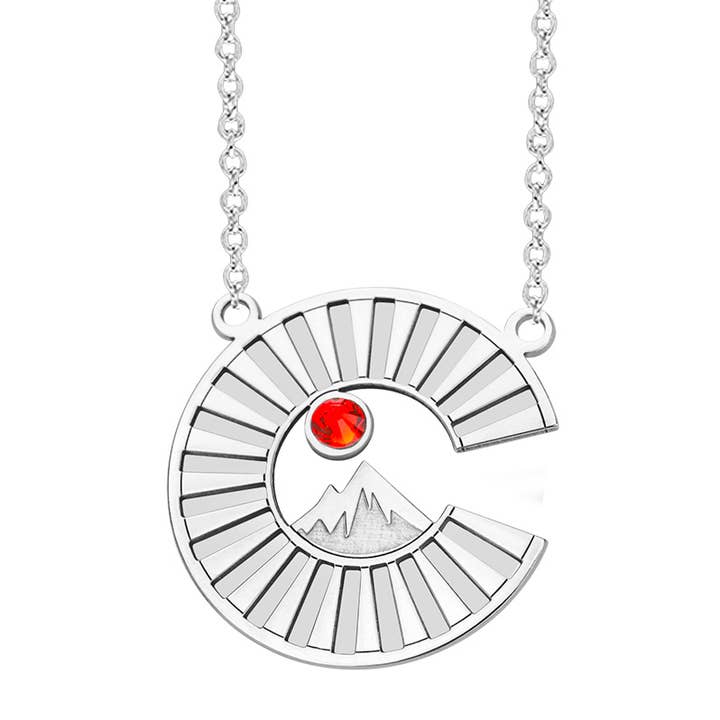 Colgante de Plata con Logo de Colorado Rayo de Montaña y Topacio Rojo para venta al por mayor de Kavalis