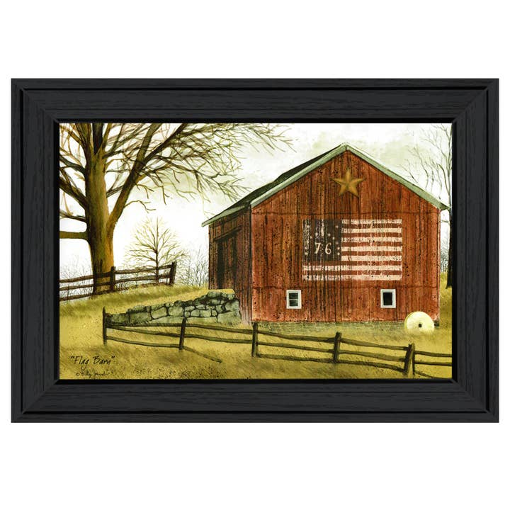 "Flag Barn" by Billy Jacobs, Framed Print, Black Frame for wholesale by Trendy Decor 4U