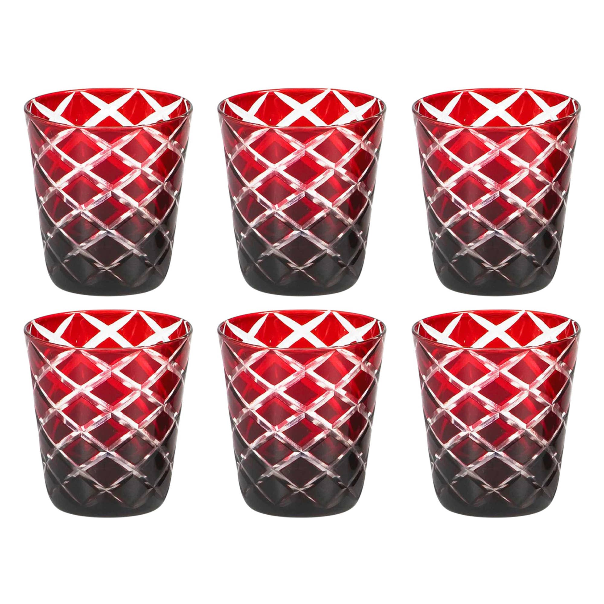 EDZARD - Wholesale Drinking Glass/Cup - Set of 6 Crystal Glasses Dio, red, Height 10 cm0