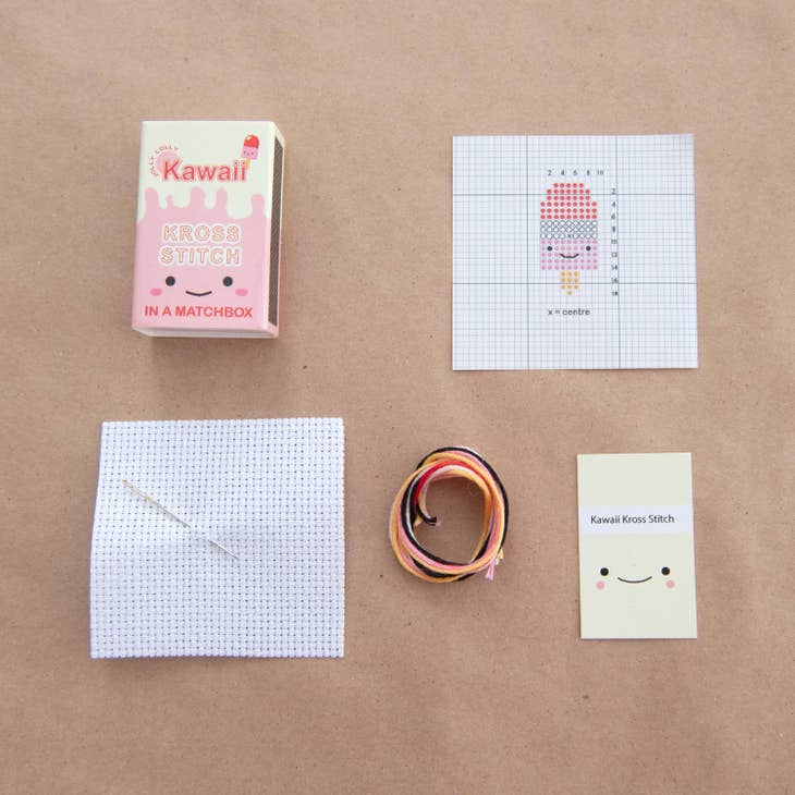 Wholesale Kawaii Ice Lolly Mini Cross Stitch Kit In A Matchbox for
