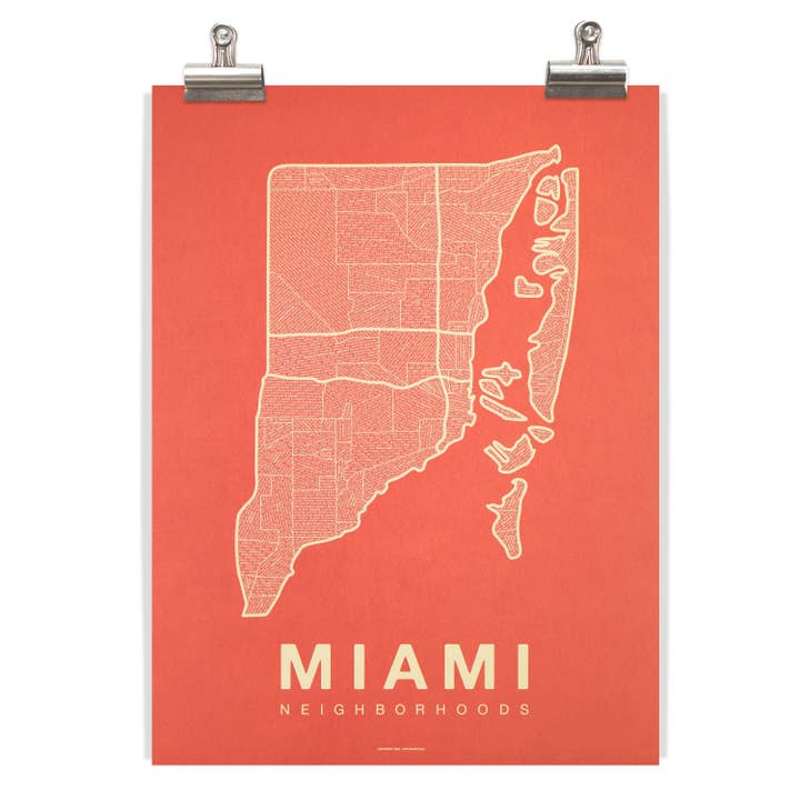 Native Maps - Wholesale Poster - Miami, FL Neighborhood City Map Poster4