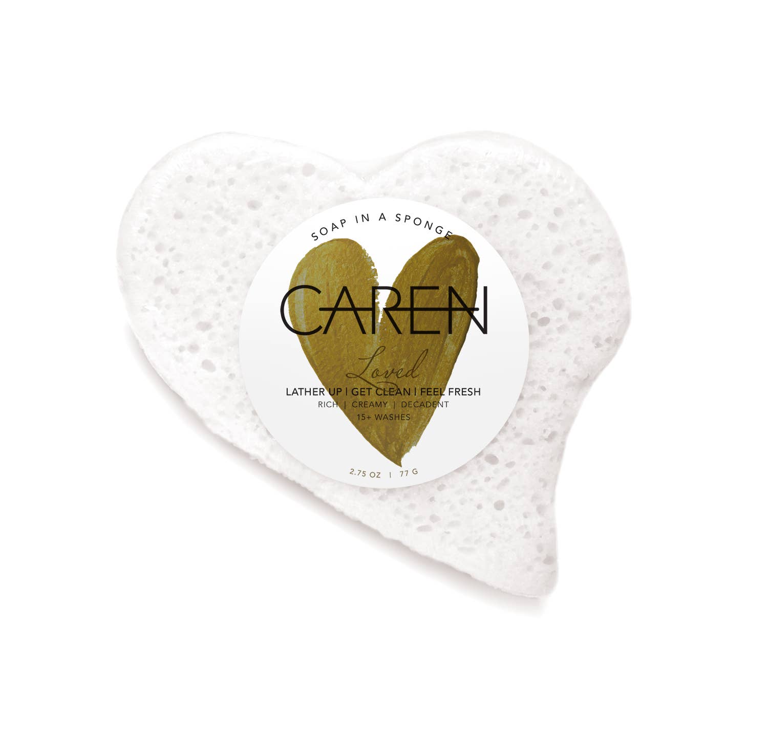 Caren Products - Wholesale Bath Pouf/Sponge - Loved White Heart Soap in a Sponge
