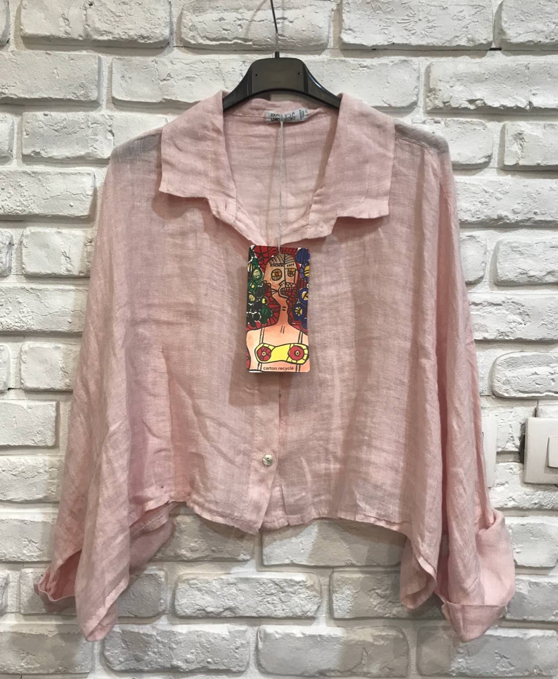 la maison des fibres naturelles - Wholesale Button Down Shirt - Women's - Linen crop shirt 83263 100% linen34