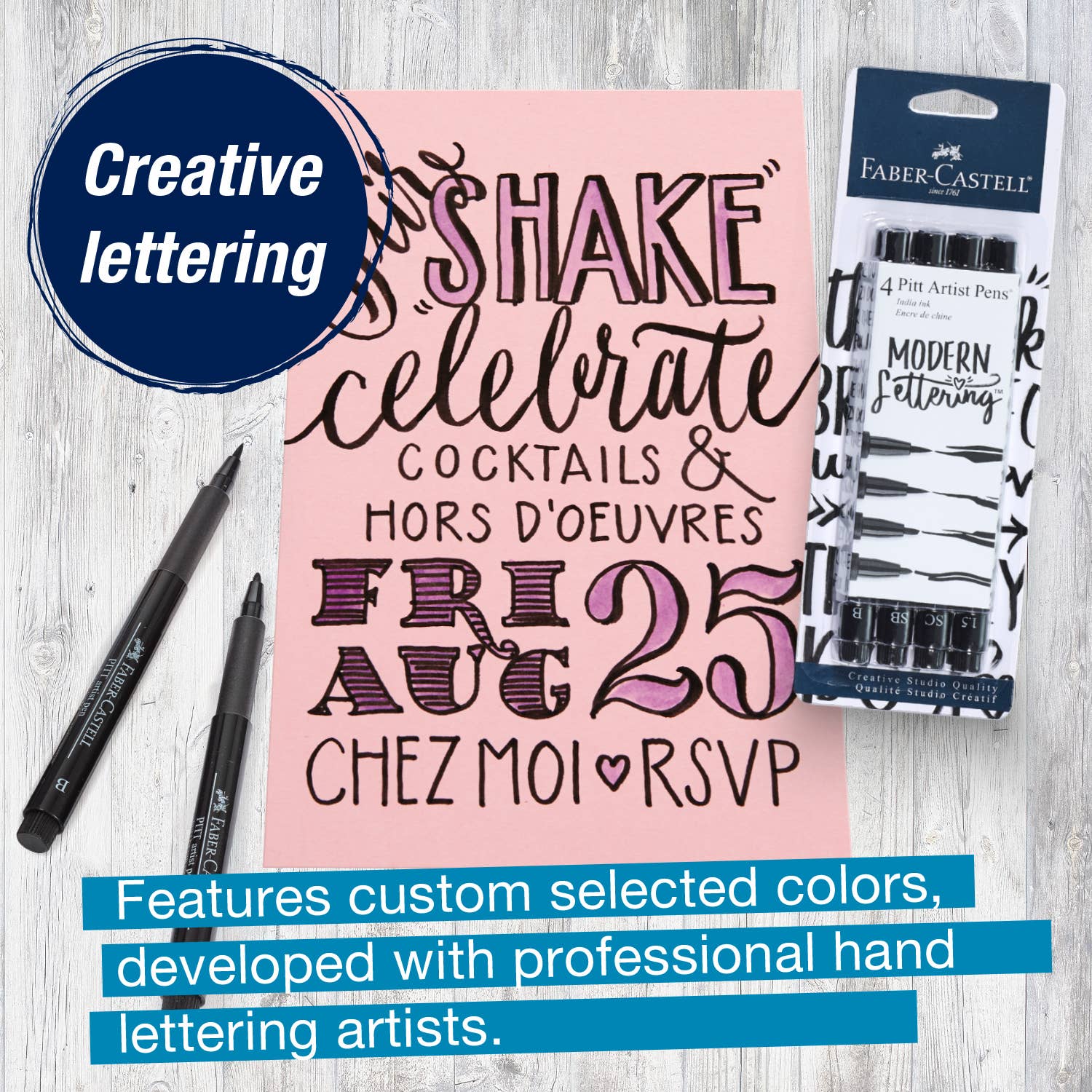 Faber-Castell / Creativity for Kids - Vente Marqueurs - Stylo Pitt Artist, lettrage moderne, #199, noir, lot de 43