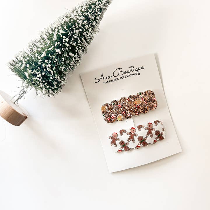 Snap Clip-set voor Kerstmis - Gingerbread Man Snap Clip voor wholesale door Ava Bowtique