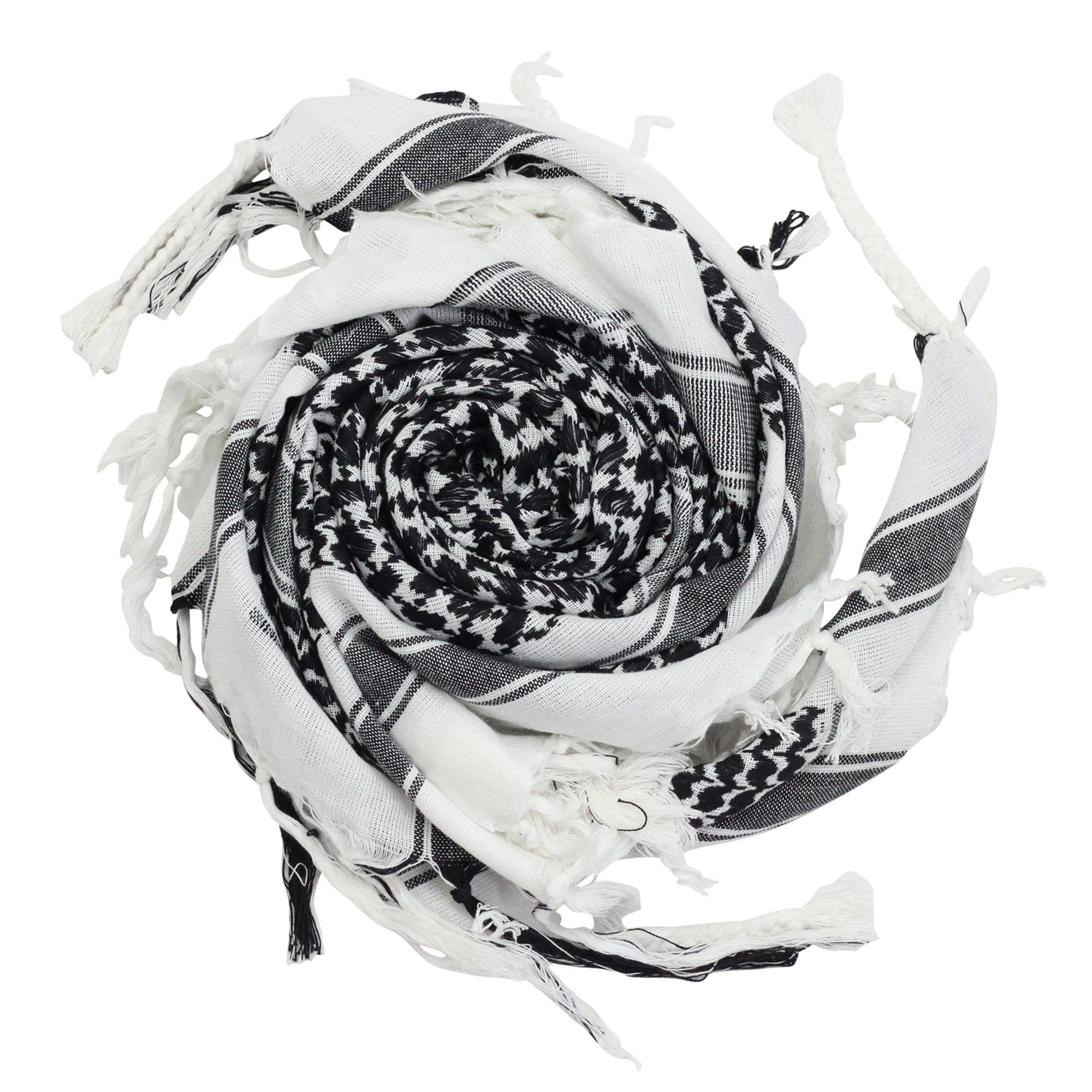 Tribal Trade GmbH - Vente Écharpe – unisexe - Tissu Palituch Desert blanc - noir - Kufiya PLO1