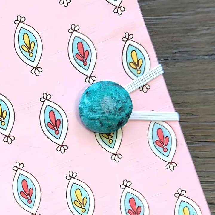 Chic Brico - Wholesale Notebook - Fabric Covered Hardcover Reusable Notebook Composition Book Cover - Aqua and Pink Charms2