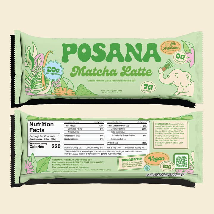 Posana - Wholesale Snack Bar - Matcha Vanilla Latte (12-pack)2