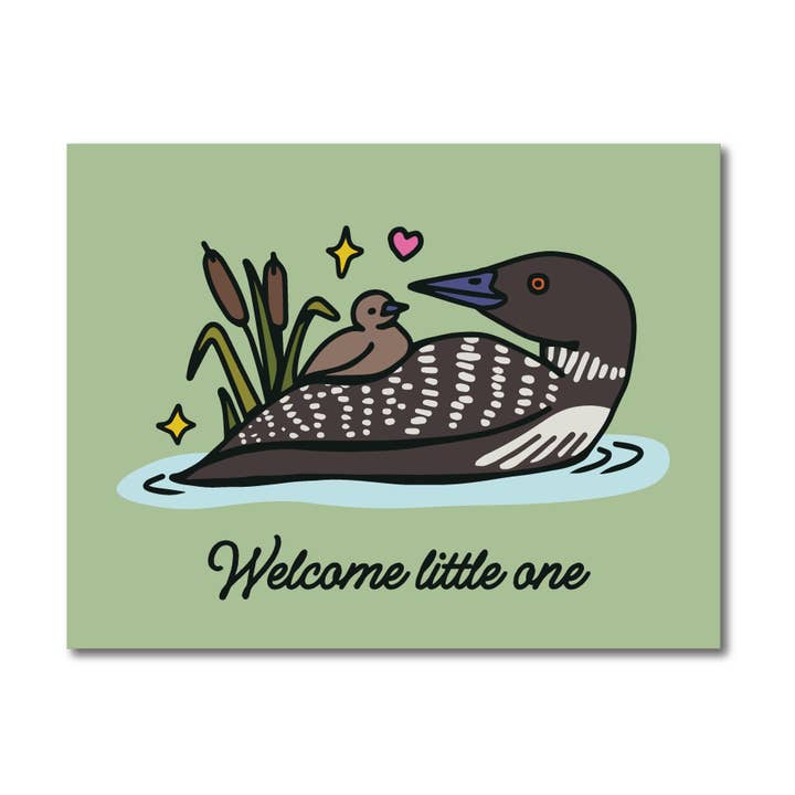 Welcome Little One Baby Loon Greeting Card for wholesale by Amberhill