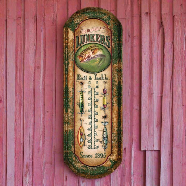 Tin Thermometer-Lunkers for wholesale by Rivers Edge Products