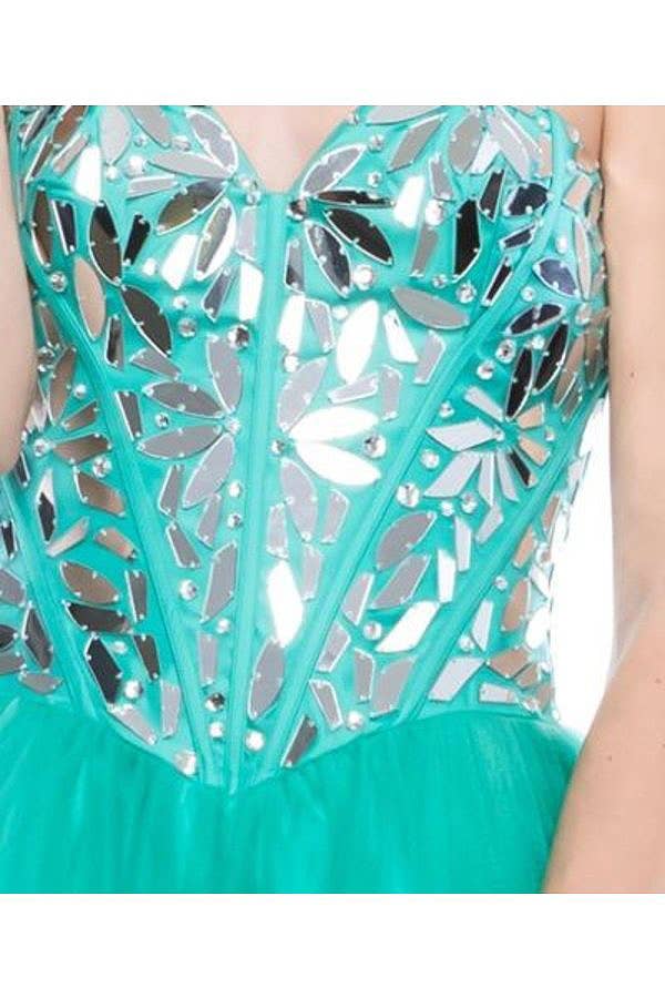 Chicas – Großhandel Kleid – Damen – Kurzes Satinkleid mit Spiegelakzenten C67254