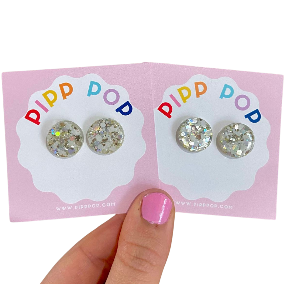 Pipp Pop - Wholesale Stud/Post Earrings - Glitter Resin Studs - 34 Colours Available33