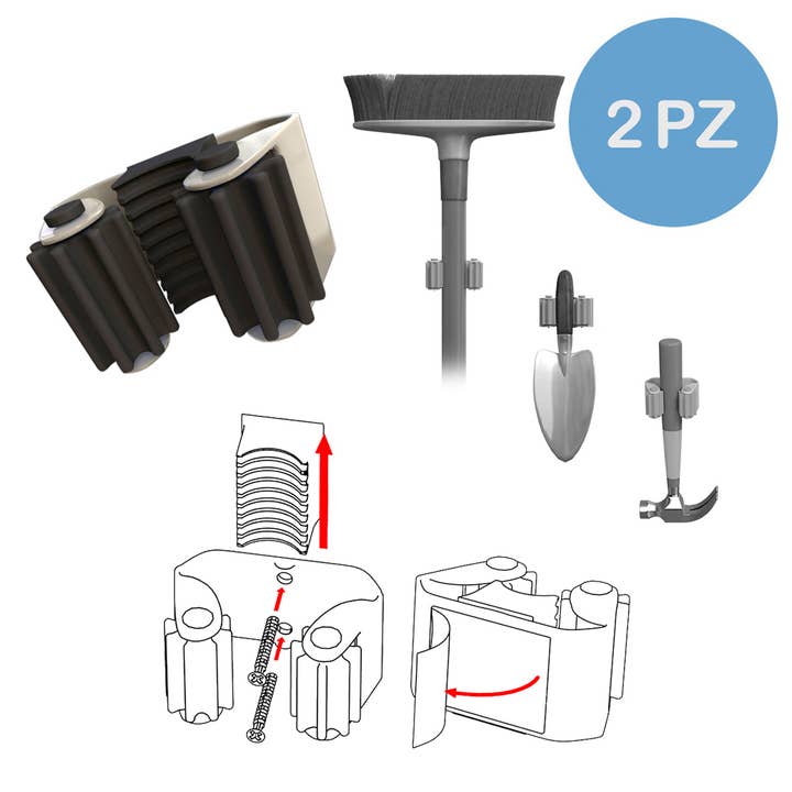 Scopì Broom Hanger; 1 Lacquered White BLACK BL 2 PCS for wholesale by Idea Casa