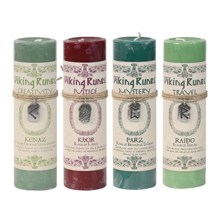 Benjamin International - Wholesale Pillar Candle - Viking Rune Pewter Pendant Candle3