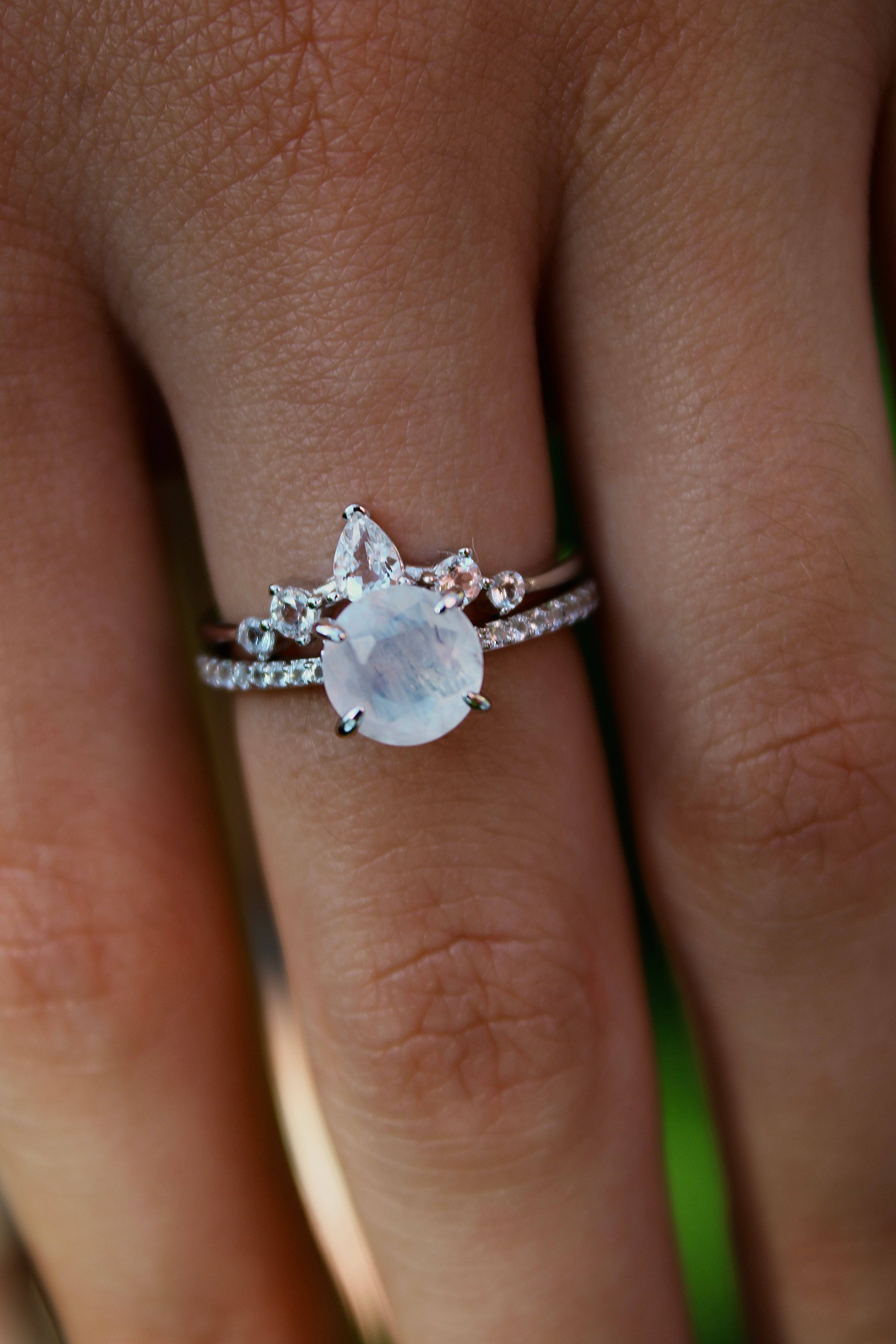 Vivian Grace Jewelry - Wholesale Single Stone/Solitaire Ring - Ava Moonstone & Topaz Ring Set22