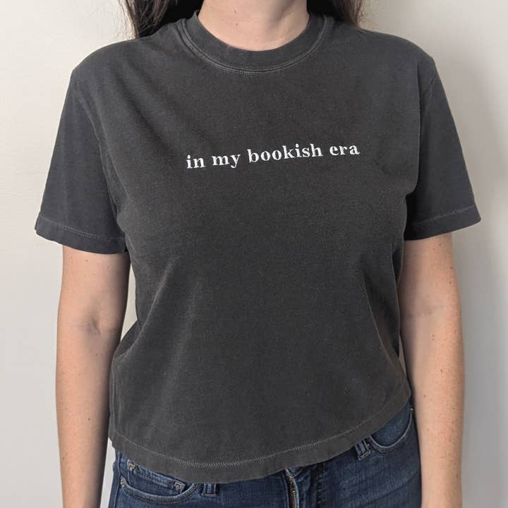 In My Bookish Era Cropped Embroidered Shirt for wholesale by Bona Fide Bookworm