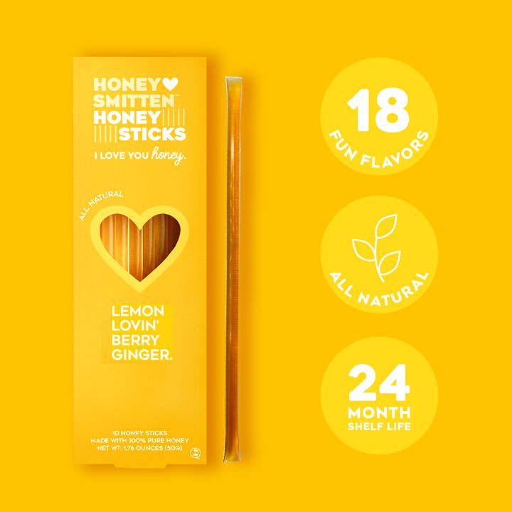 Honey Sticks, LEMON LOVIN' BERRY GINGER. 14 units for wholesale by Honey Smitten