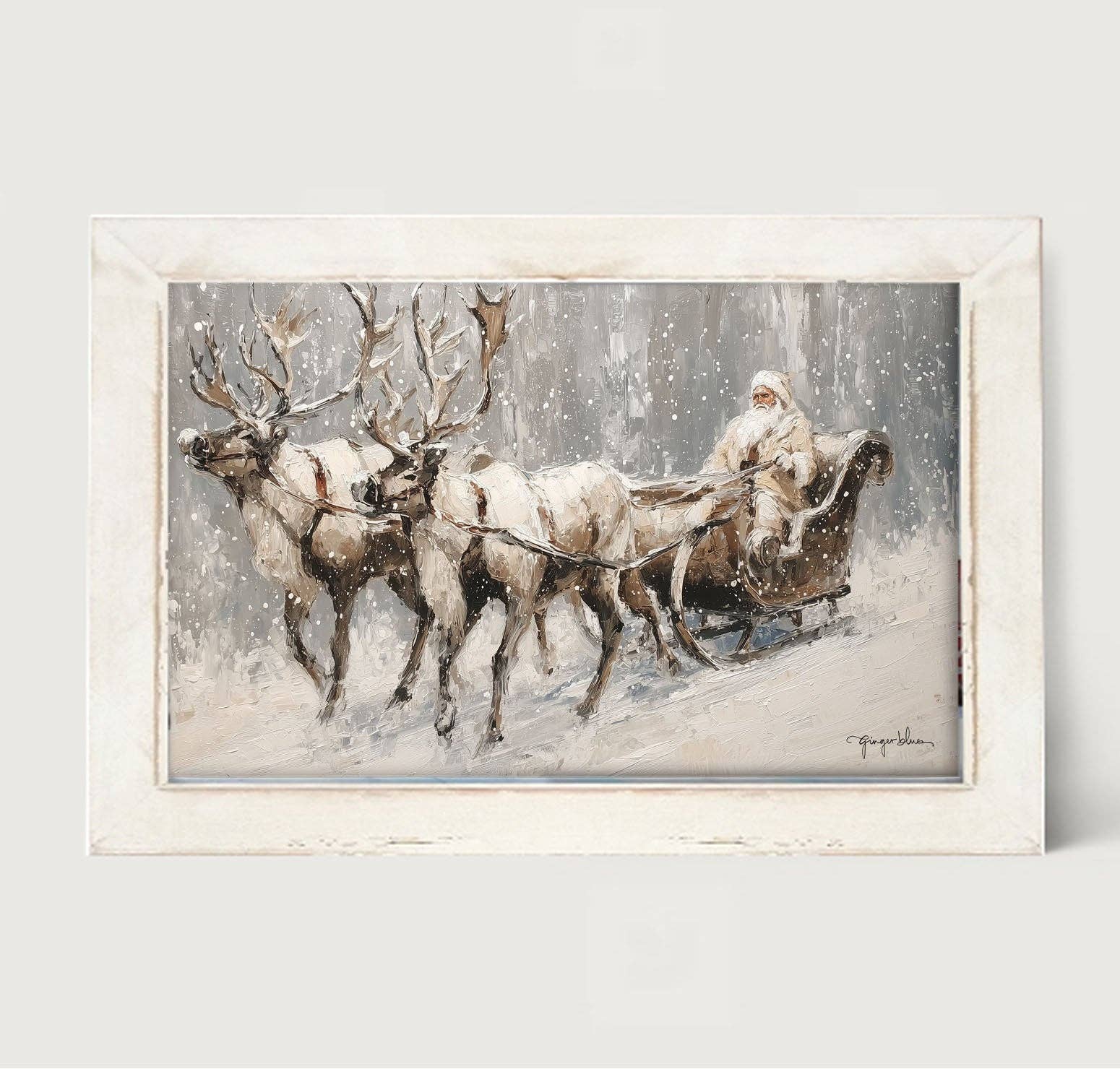 ginger blue - Wholesale Art Print - Sleigh Ride in Forest - Horizontal Frame3