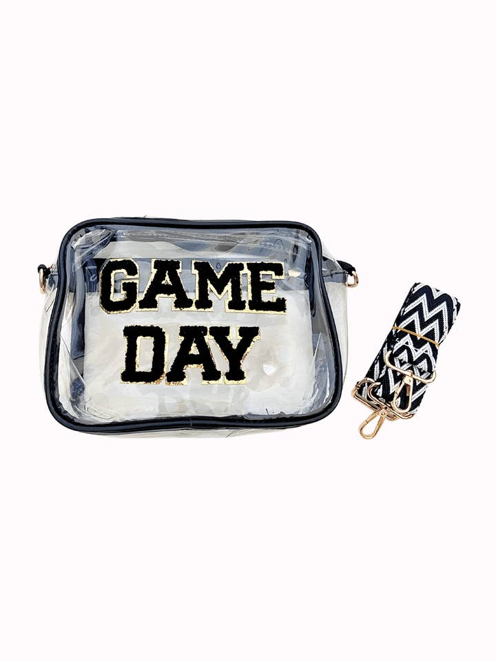 Black & Gold Game Day Purse - Clear Crossbody Bag for wholesale by Valois Designs