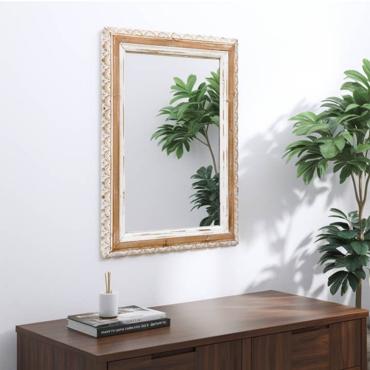 Paris Loft Inc - Wholesale Wall Mirror - PARISLOFT Rectangle Wall Mirror with Carved Wooden Frame