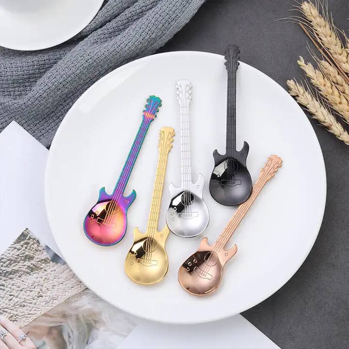 Sostraw & SmartThings - Wholesale Table Spoon (Cutlery) - Guitar Shape Spoon - 4 available colors2