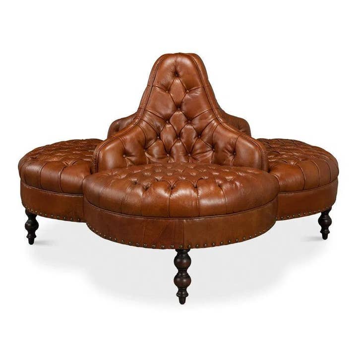 Unieke gebogen leren lobbybank voor wholesale door LOOMLAN