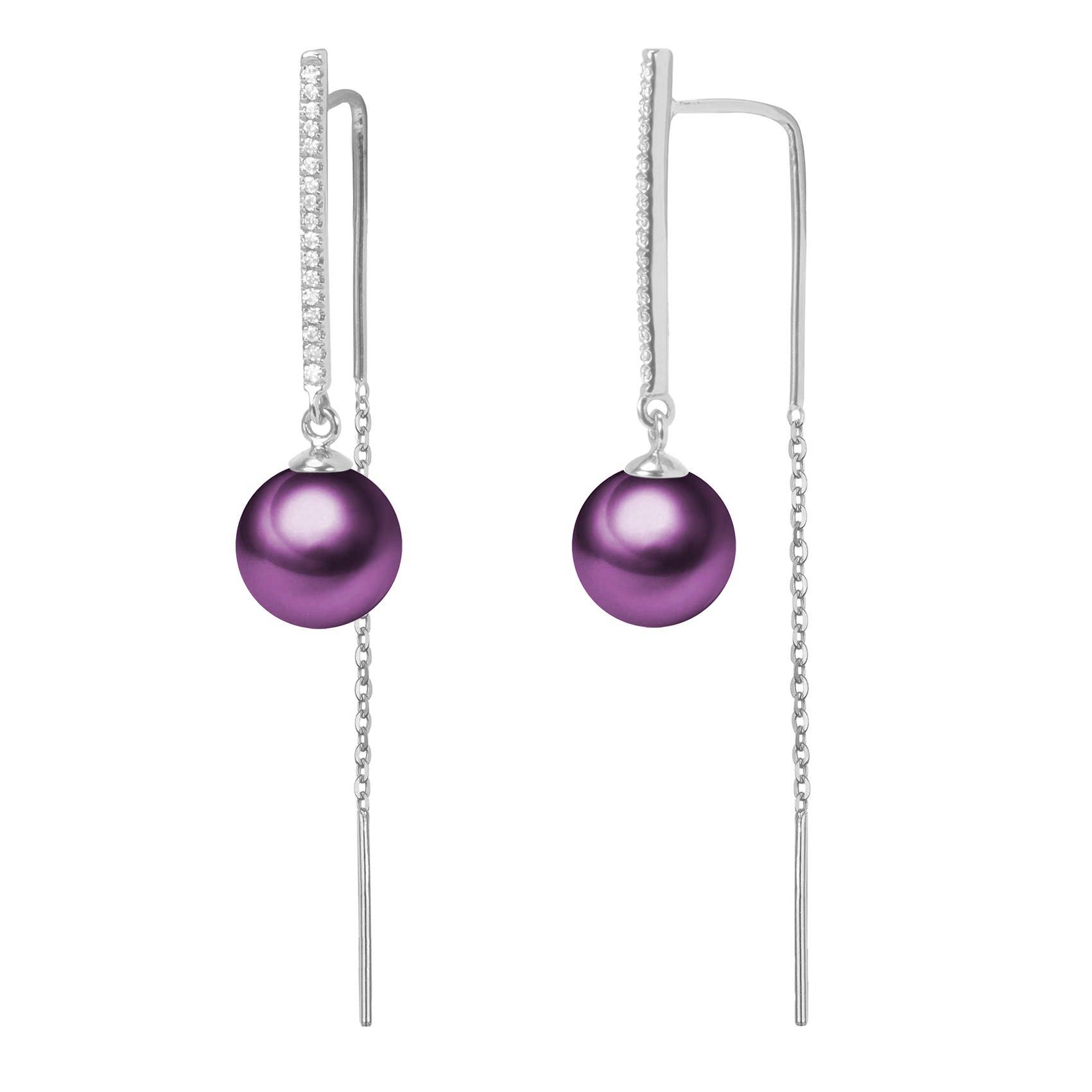 Timeless Pearl - Wholesale Dangle Earrings - G18k Diamonds Edison Pearl Threader Earrings5