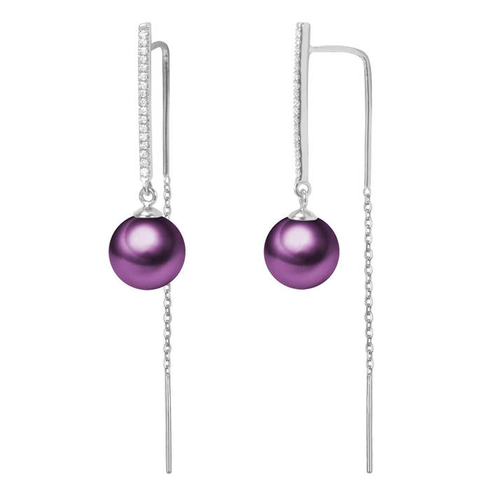 Timeless Pearl - Wholesale Dangle Earrings - G18k Diamonds Edison Pearl Threader Earrings5