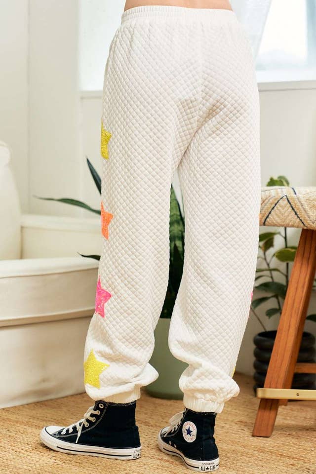 Main Strip - Wholesale Lounge Sweatpants/Joggers - Women's - Multi Sequin Star Quilted Jogger